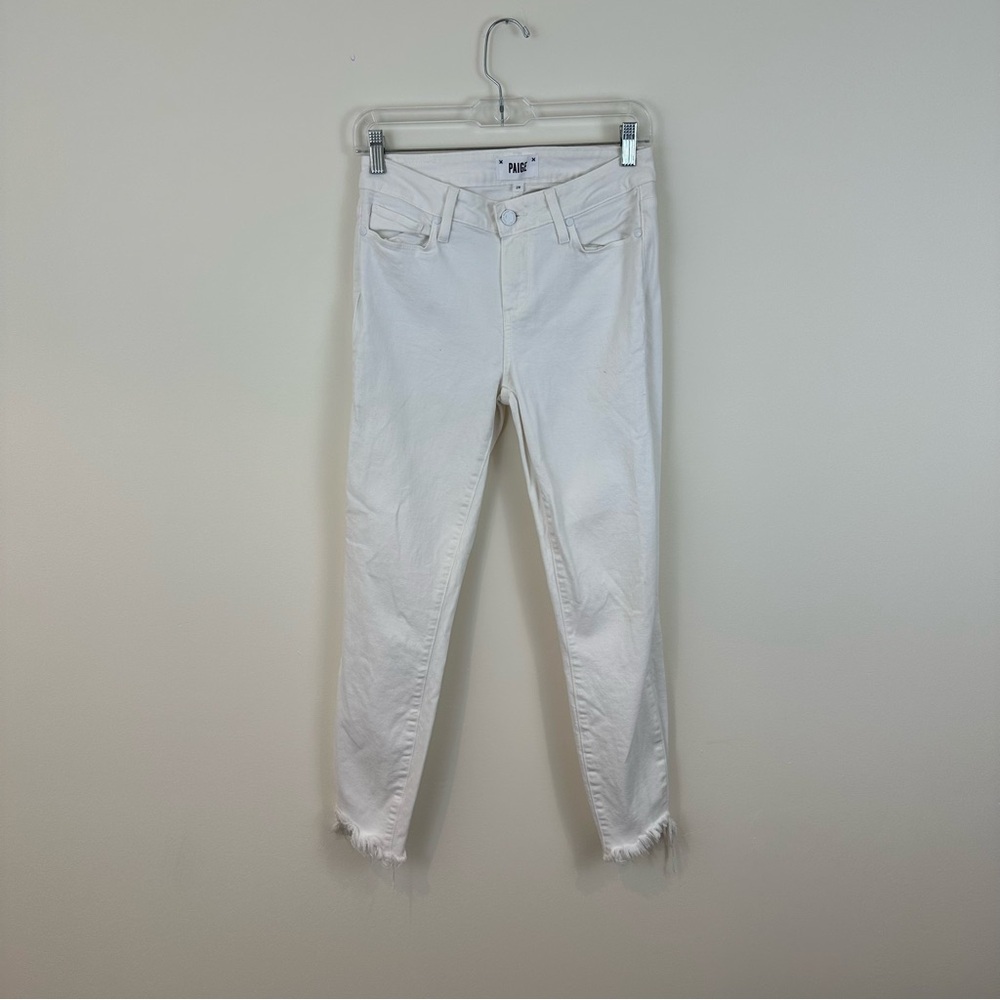 Paige | Women's White Frayed Hem Skinny Jeans Size 28
